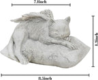 Holiberty Cat Angel Figurine Memorial Pet Stone Statue - Garden Grave Monument Marker Decor - Polyresin Dog Angel Figures Tombstone Sculpture Ornament - Loss of Kitten Sympathy Gift