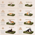 EHEYCIGA Orthopedic Dog Beds for Large Dogs, Waterproof Memory Foam Large Pet Bed with Sides, Non-Slip Bottom and Egg-Crate Foam Dog Couch Bed with Washable Removable Cover, Olive Green
