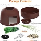 Lifewit Cat Litter Box, Hidden Enclosure Litter Tray with Odor Control & Carbon Filter in Living Room, Bedroom, Corner with Faux Plant& Plastic Scoop, 48 x 120 cm/19x47, Brown