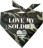 Love My Soldier Dog Bandana | 100% Cotton Adjustable Triangle | Made in USA | Army | Militray | Homecoming |Camo, X-Small (89)