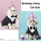 DENTRUN Cat Tuxedo Outfit, Sphynx Cat Costume Formal Suit with Bow Tie, Stylish Cat Shirt Fashion Apparel Fancy Clothes, Kitten Formal Attire Wedding Onesie Costume for Cats Only