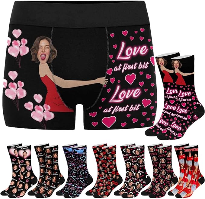 M YESCUSTOM Custom Faces Funny Short Briefs Gift for Husband Underwear
