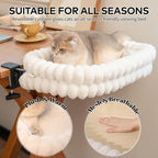 CHEERPALS Cat Desk Bed with Reversible Cushion, 90°Foldable Cat Hammock for Desk Mounted, Suitable for Medium-to-Large Cats and Puppy, Clowd Series(White, Medium)