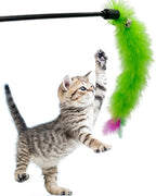 Cat Wand Feather Toys, 6 Pieces Interactive Cat Feathers Teaser Toy for Indoor Cats Play
