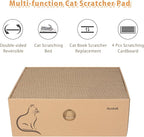 AUSCAT Cat Cardboard Scratcher, 4 PCS Reversible Cat Scratching Boards with Box for Indoor Kitty to Rest and Play, 14.8" L x 10.8" W x 5.2" H.