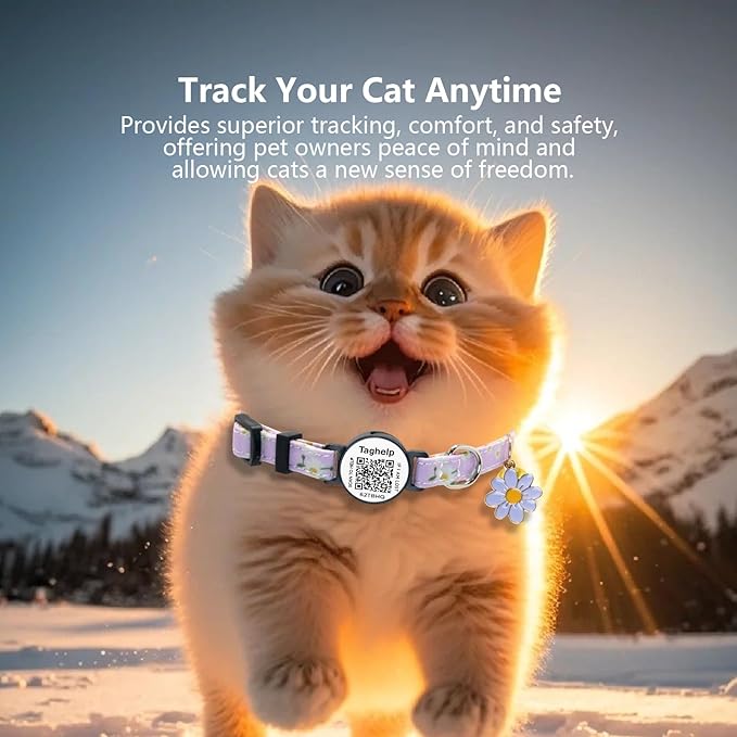 QR Code Breakaway Cat Collar 2-Pack, Safety Collar with Online Pet ID Profile, Flower Bell Collars for Lost Cat Prevention,Ideal for Girl Cats Boy Cats(Yellow&Green)