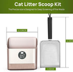 XIAOXINGYUN Litter Scooper with Holder for Sandbath Box,Stainless Steel Litter Scooper Includes Portable Small Broom and Dustpan, Mesh Shovel-Easy to Clean - Suitable for Cat Litter Box
