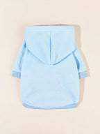 QWINEE Basic Dog Hoodie Sweatshirt Puppy Sweater Warm Cat Costumes Pet Clothes for Chihuahua Puppy Kitten Small Medium Dogs Light Blue Medium