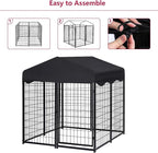 Dog Kennel Outside, 4.5' x 4' x 4' Dog Kennel Outdoor with Roof for Medium Small Dogs, Outdoor Dog Cage Dog Pen with Waterproof & UV-Resistant Cover, 12 Nails for Stablility, 2 Sets