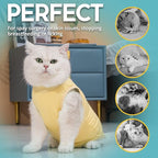 Avont Cat Recovery Suit - Kitten Onesie for Cats After Surgery, Cone of Shame Alternative Surgical Spay Suit for Female Cat, Post-Surgery or Skin Diseases Protection -Yellow(M)