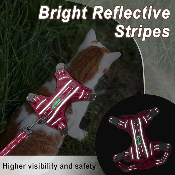 Cat Harness and Leash Set for Walking Escape Proof for Small Large cat Kitten Harness with ID tag Pocket (Pink,XXS)