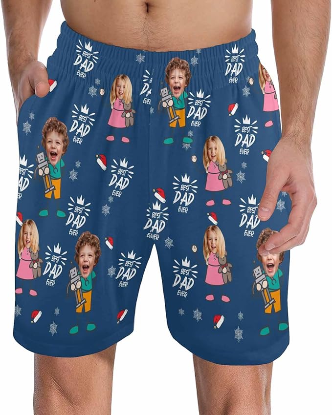Custom Pajama Pants for Men, Personalized PJ Pants with Photos, Custom Mens Pajama Shorts, Gifts for Dad Husband