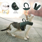 Kitty Harness and Leash for Walking Escape Proof Breathable Mesh Fabric, Solid Green, X-Small, Adjustable Cat Walking Jackets with Handle, Padded Stylish Cat Vest