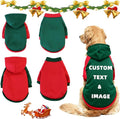 Custom Dog Hoodie, Personalized Sweatshirt with Photo Text Name Logo, Customized Hooded Sweater for Small Medium Large Dogs & Cats (Green + Red Border, Large)