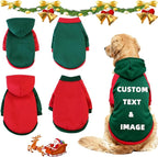 Custom Dog Hoodie, Personalized Sweatshirt with Photo Text Name Logo, Customized Hooded Sweater for Small Medium Large Dogs & Cats (Green + Red Border, Large)