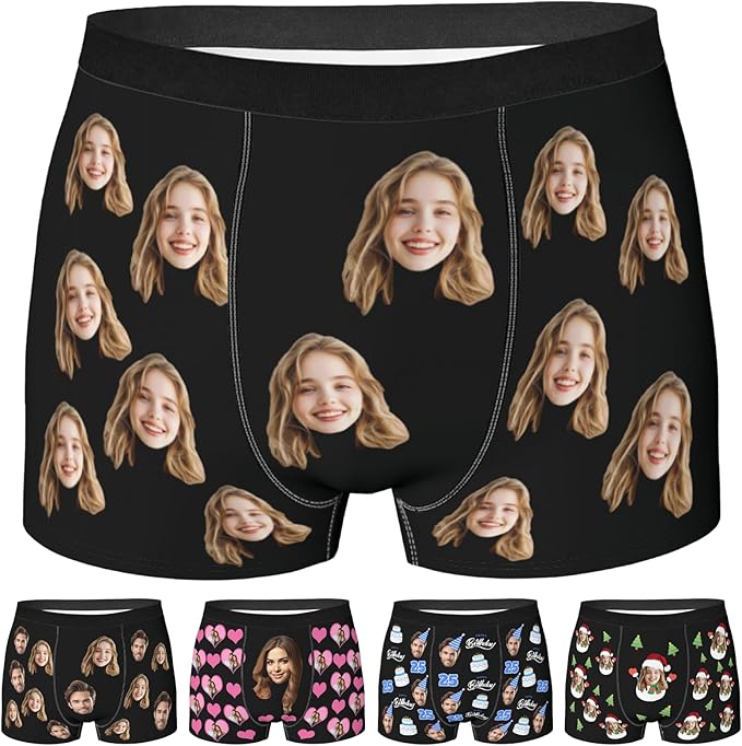 Personalized Underwear for Men with Face Custom Face Boxers Customized Boxer Briefs Funny Gifts for Him Husband Boyfriend