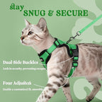 rabbitgoo Cat Harness and Leash for Walking, Escape Proof Soft Adjustable Vest Harnesses for Cats, Easy Control Breathable Reflective Strips Jacket, Grass Green, XS