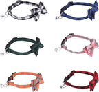 DragonflyDreams 6 PCS Cat Collars with Bow Tie and Bell,Cat Collars Plaid,Breakaway Adjustable Cat Bow Tie Collars,Cute Bow Tie Suitable for Kittens Or Certain Puppies