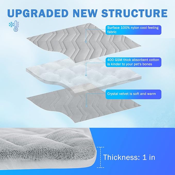 SCENEREAL Dog Cooling Mat, Reversible Self-Cooling Dog Pad (Cool & Warm), 48"x28" Thicken Ice Cool Mat for Crate Kennel Sofa Indoor Outdoor No Toxic Gel, Machine Washable