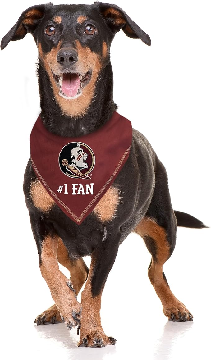 NCAA Florida State Seminoles Personalized Tie Bandana for Dogs & Cats, Size Large/X-Large. Custom Dog Bandana Scarf Bib for Pet Cat Dog. The Ultimate Game-Day & Party Customizable Bandana