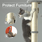 PEEKAB 32" Tall Cat Scratching Post Sisal Scratch Posts with Hanging Ball and Self-Massage Brush Vertical Scratcher for Indoor Cats and Kittens Light-Gray 32inches