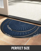 tchdio Door Mat Outdoor Indoor Entrance Doormat-Semicircular Durable Rubber Non Slip Front Door Mat for Outside Inside Entry Entryway Dirt Trapper WelcomeMat for Muddy Paws and Shoes-Blue 17”x30”