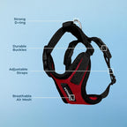 Voyager Step-in Pet Harness - All Weather Mesh, Adjustable Step in Harness for Cats and Dogs by Best Pet Supplies - Red/Black Trim, S