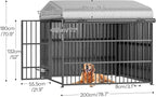 HOOBRO Outdoor Dog Kennel with Cover, 6.6 x 3.9 x 5.9 ft Dog Kennel Outside with Waterproof Roof and Rotating Feeding Bowls, Heavy-Duty Large Cage Enclosure, for Medium & Large Dogs, Black BK212GW03