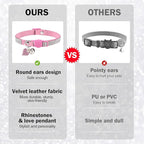 Rhinestone Cat Collar Breakaway with Bell, Diamond Cat Collar with Safety Buckle Quick Release for Girl Boy Kitten Pets Puppy,Cute Soft Female Male Cat Collars,Valentine's Day Pink 8-12"