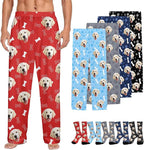 Custom Couple Pajama Pants Sock with Funny Face, Personalized PJ Anniversary Birthday Women Men Pants