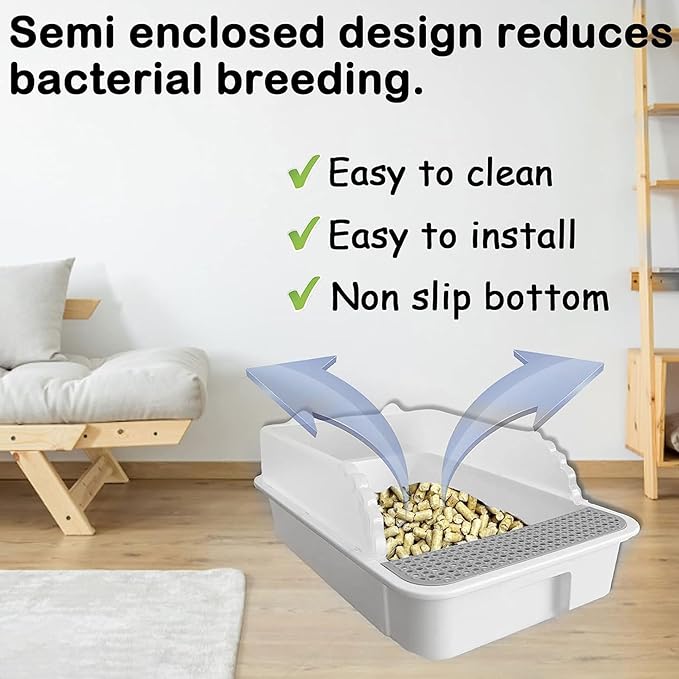 Open Cat Litter Box with High Side,Anti-Splashing Cats Litters Pan,Kitten Toilet with Litter Sifting Scoop,Semi-Enclosed Removable Kittens Litter for Boxes Easy to Clean No Odor