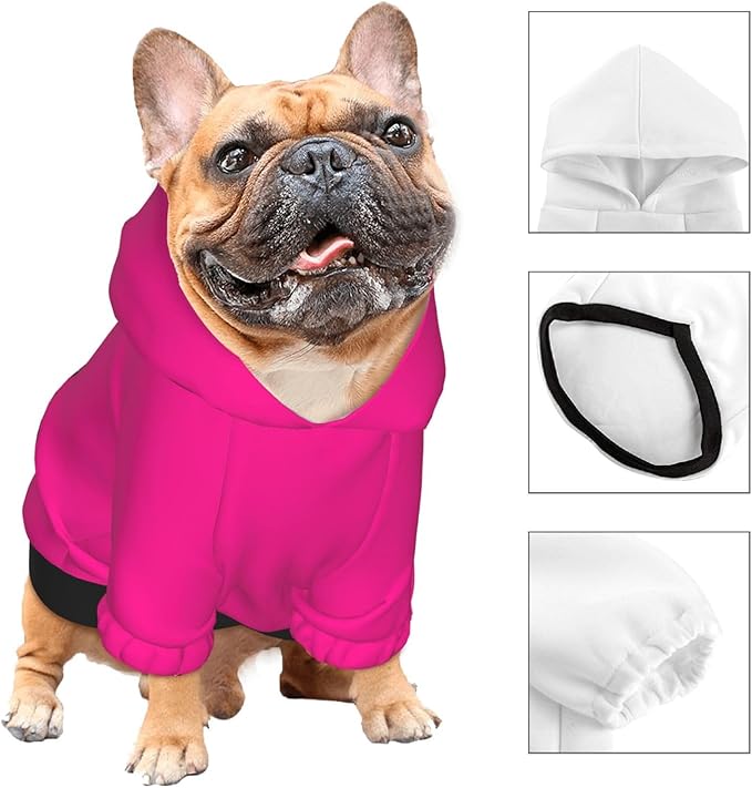 Custom Dog Hoodie, Personalized Dog Sweatshirt, Dog Clothes for Small Dogs Customizable, Deep Pink, XS, Ropa para Perros Pequeños, Customized Pets Puppy Clothes, Personalized Gifts