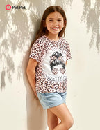 PATPAT Girls Crewneck Short Sleeve Graphic Tees Animal Print Shirts Cute Summer Outfits 5-12 Years