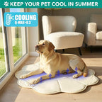 PetAmi Dog Cooling Mat, Flower Shape, Reversible Cooling Nylon Blanket Soft Fleece Pet Pad for Dogs Cats, Summer All Season Use Q-Max>0.3, Large 54x54 in, Beige