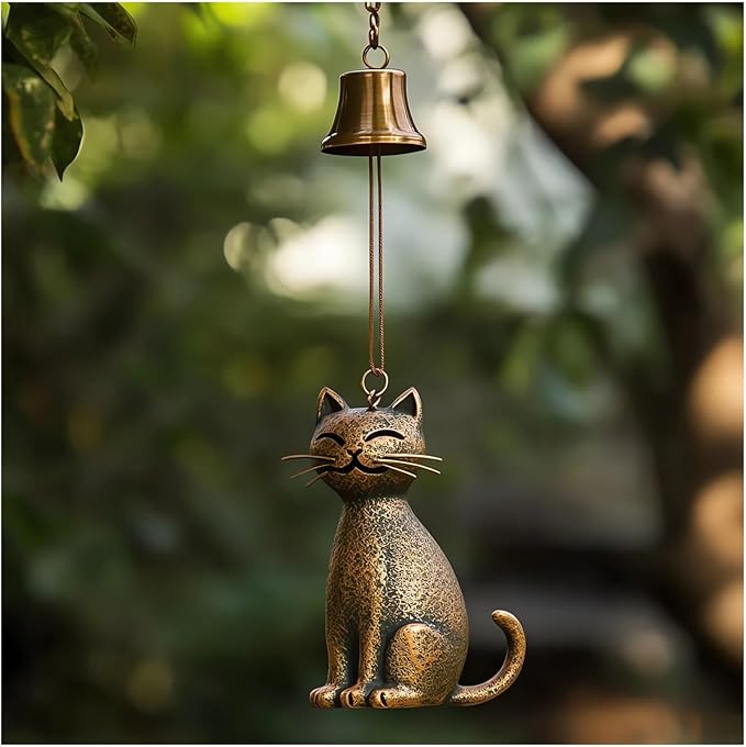 Cat Wind Chime 2025 New Unique Cat Garden Decor Outdoor Cat Statue Themed Gifts Wind Chimes for Cat Lovers Women Hanging Memorial Ornaments Windchimes Bell Outside Yard Home Porch Decorations (A1)