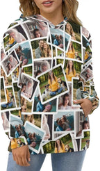 Artsadd Custom Face Unisex athletic Pockets Sweatshirt Loose Hoodie Custom Christmas Long Sleeve Sweatshirt Hooded Pullover
