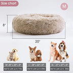 Calming Dog Bed & Cat Bed, Anti-Anxiety Donut Cuddler Warming Cozy Soft Round Fluffy Faux Fur Plush Cushion Bed for Small Medium Dogs and Cats (20"/24"/27"/30")