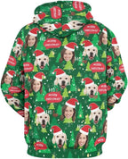 Artsadd Custom Face Unisex athletic Pockets Sweatshirt Loose Hoodie Custom Christmas Long Sleeve Sweatshirt Hooded Pullover