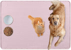 Cat Food Mat, 34" x 22" Large Silicone Pet Feeding Mat for Food and Water Bowls Non-Slip, Easy to Clean (Pink)