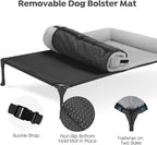 Veehoo Orthopedic Elevated Dog Bed with Fluffy Plush Bolster Cushion, Indoor Raised Dog Beds for Large Dogs, Soft Pet Sofa Cot with Removable Washable Mat, No-Slip Feet, 32 x 25 inches, Grey