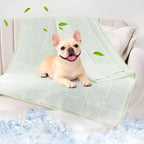 PICK FOR LIFE Cooling Blanket for Dogs, 0.4 Q-MAX Pets Cooling Comforter Throw for Bed Cover, Summer Blanket for Large Dogs Washable, Soft Lightweight Cold Mats for Pet Hot Weather (43"×55"/Green)
