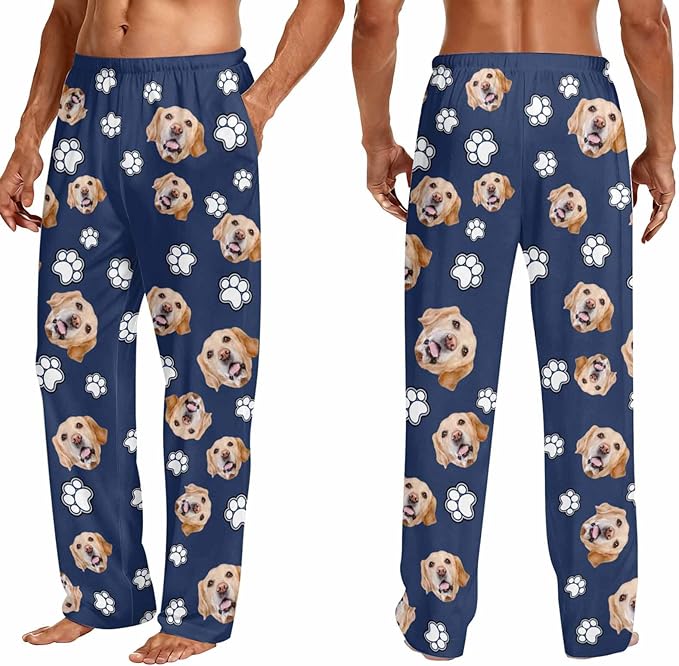 Custom Couple Pajama Pants Sock with Funny Face, Personalized PJ Anniversary Birthday Women Men Pants