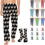 Artsadd Personalized Christmas Pajama Pants Socks for Men Custom Photo Pajama Bottoms for Men S-XXL