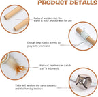 Cat Toys for Indoor Cats - 3pcs 16 Inch Natural Wood Teaser Wand With Refills for Kitten Exercise and Play - Bonus 5pcs Catnip Sticks for Teeth Cleaning