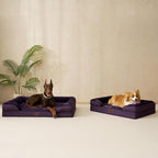 EHEYCIGA Orthopedic Dog Beds for Extra Large Dogs, Waterproof Memory Foam XXL Dog Bed with Sides, Non-Slip Bottom and Egg-Crate Foam Big Pet Couch Bed with Washable Removable Cover, Purple