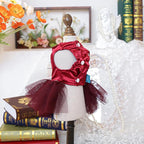 Fashion Sweet Puppy Dog Blingbling Princess Skirt Pet Dog Lace Cake Camisole Tutu Dress J-red S