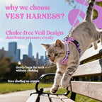 rabbitgoo Cat Harness and Leash for Walking, Escape Proof Soft Adjustable Vest Harnesses for Cats, Easy Control Breathable Reflective Strips Jacket, Pink & Purple, M