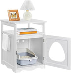 Yaheetech Cat Litter Box Enclosure, Hidden Litter Box Furniture with Open Shelf, Indoor Cat Washroom, Storage Cabinet Pet Crate, Side End Table, Wooden Pet House White