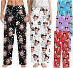 Custom Couple Pajama Pants Sock with Funny Face, Personalized PJ Anniversary Birthday Women Men Pants