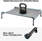 Veehoo Outdoor Elevated Dog Bed with Headrest Sides, Raised Dog Beds for Large Dogs, Washable Cooling Dog Cot with Non-Skid Feet, Breathable Mesh, Pet Hammock for Indoor or Camping, 41", Black Silver